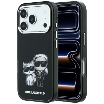Karl Lagerfeld Smooth Karl & Choupette Bodies Sketch MagSafe Hülle für iPhone 18 Pro / 17 Pro - Schwarz