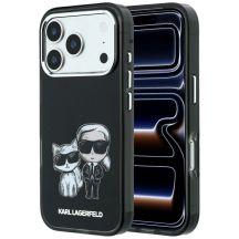 Karl Lagerfeld Smooth Karl & Choupette Bodies Sketch MagSafe Hülle für iPhone 18 Pro / 17 Pro - Schwarz