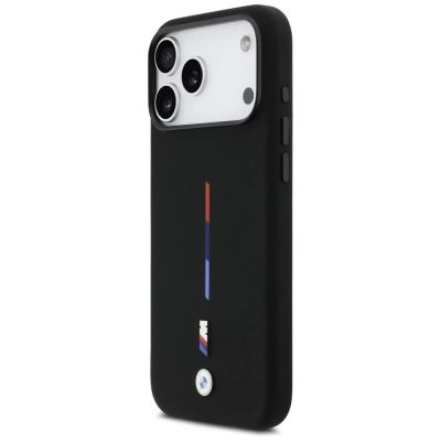 2. BMW M Silikon-MagSafe-Hülle mit dreifarbiger Linie für iPhone 17 Pro Max – Schwarz