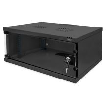 19-Zoll-4HE-Wandnetzwerkschrank, SOHO 241 x 540 x 400 mm, Glastür, schwarz, unmontiert, 60 kg