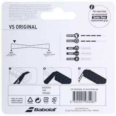 3. Babolat Vs Original Feel Grip 3 Stk. Schwarz und Blau 653040 146/193528