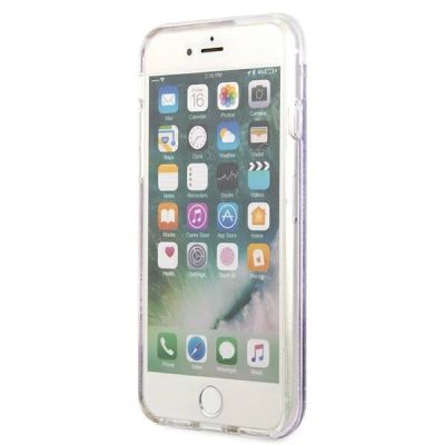 5. Guess Flower Liquid Glitter Case für iPhone SE 2022 / SE 2020 / 7 / 8 - Lila
