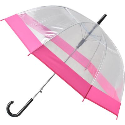 Langer transparenter pinkfarbener Regenschirm SEMI LINE