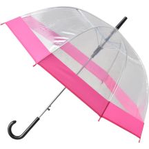 Langer transparenter pinkfarbener Regenschirm SEMI LINE