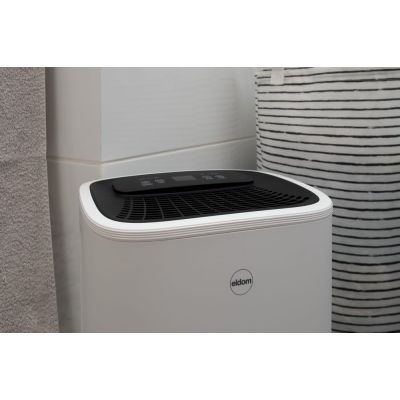 3. ELDOM Luftentfeuchter OP1130, Fassungsvermögen 2,3 l, Luftdurchsatz 100 m³/h, Effizienz 10 l/24 h (30 °C, 80 % relative Luftfeuchtigkeit)