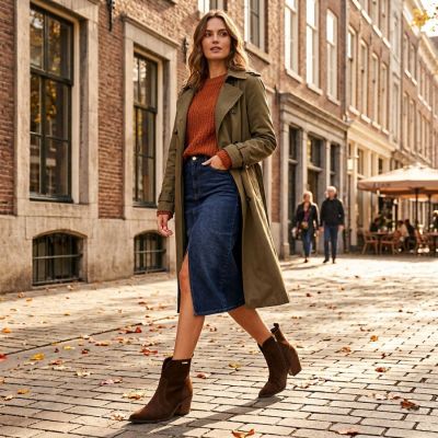 8. Damen-Lederstiefeletten, gefüttert, braune Cowboystiefel, Big Star SS274473