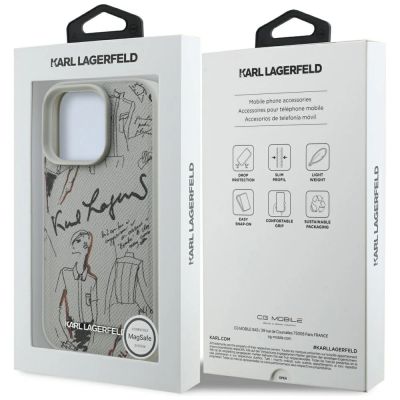 8. Karl Lagerfeld MagSafe-Hülle mit Narbenmuster und Logo für iPhone 16 Pro – Grau
