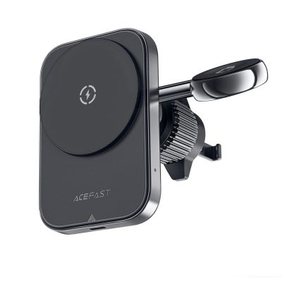 4. Acefast D18 Autohalterung mit MagSafe / Qi-Induktionsladegerät + USB-A USB-C-Kabel - Schwarz