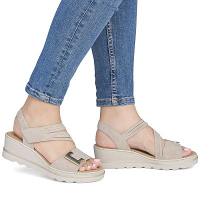 6. Beige Keilsandalen für Damen Rieker 67410-62