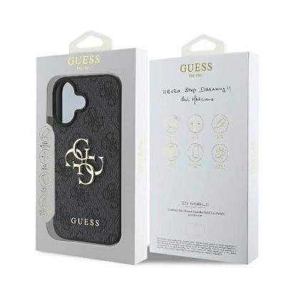 8. Guess 4G Big Logo Case für iPhone 16 - Schwarz