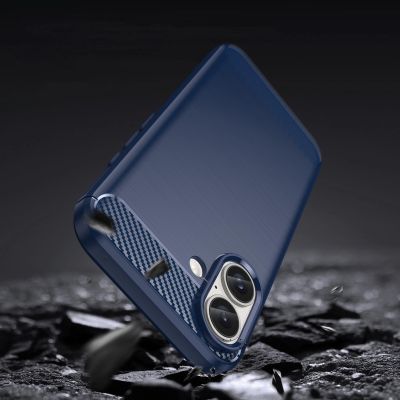 4. Carbon Case Silikonhülle für iPhone 16 - Blau