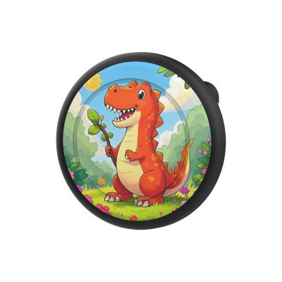 AirTag-Badge-Hülle – Schwarz mit Dinosaurier-Print