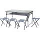 28. Klappbarer Campingtisch 120x60x70/62/55cm, 4 Stühle und Ablage