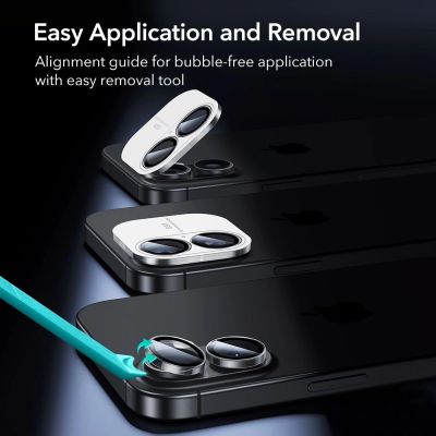 8. ESR Armorite Kameraabdeckung für iPhone 16 / 16 Plus / 17 - Transparent