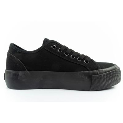 4. Lee Cooper Damen Sportschuhe Stoff Plateau Sneakers schwarz