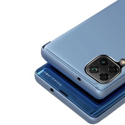 5. Clear View Case Cover für Samsung Galaxy A22 4G blau