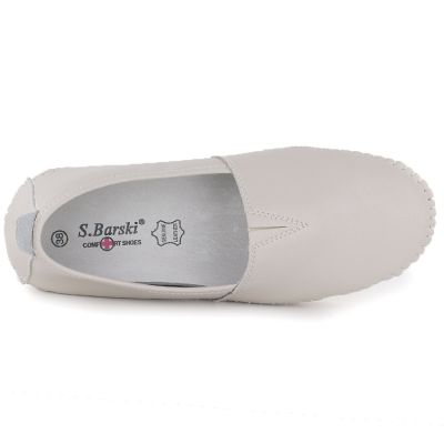 3. Beigefarbene Damen-Slipper aus Leder, Modell S.Barski LR61-7051