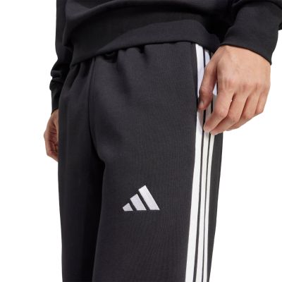 5. adidas Essentials Herren-Fleecehose mit drei Streifen, weitem Bein, Schwarz JM1770
