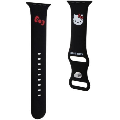3. Hello Kitty Silikon-Kitty-Kopfband für Apple Watch 42/44/45/49 mm – Schwarz