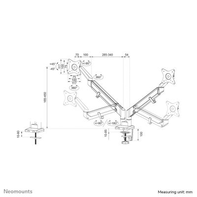 17. Neomounts DS70-810BL2 Monitorhalterung/Ständer 81,3 cm (32") Schreibtisch Schwarz