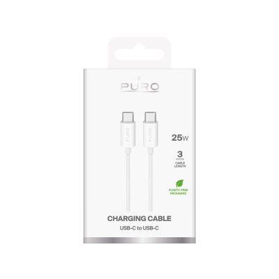 2. Puro TPE 25W USB-C - USB-C 3m Kabel - Weiß