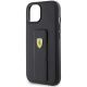 6. Ferrari Grip Stand Metall-Logo-Hülle für iPhone 15 – Schwarz