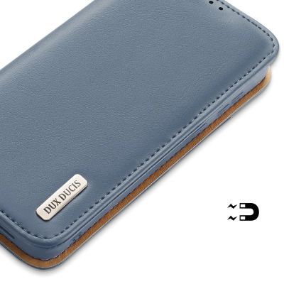 6. Dux Ducis Hivo Leather Flip Cover Echtleder Geldbörse für Karten und Dokumente Samsung Galaxy S22+ (S22 Plus) Blau
