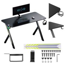 NanoRS Gaming-Schreibtisch, Schwarz, mit Kopfhörer- und Getränkehalter, max. 75 kg, Maße 1200 x 600 x 750 mm, RS101