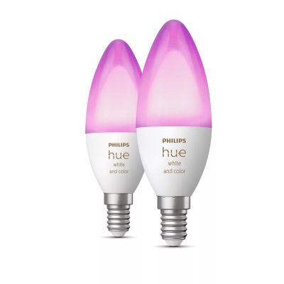5. Philips Hue Smart-Glühbirne mit weißer und farbiger Ambientebeleuchtung E14 Kerzenform (2 Stück)