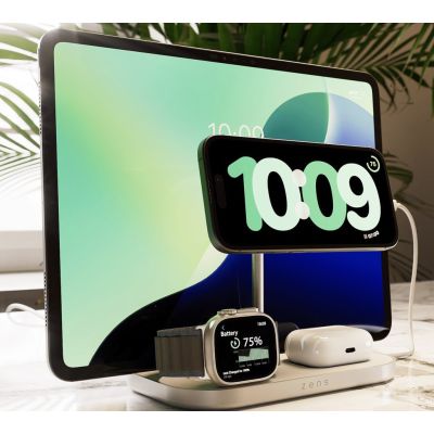 8. ZENS ZEDC29W/00 Ladegerät, für den Innenbereich, Netzanschluss, USB, kabelloses Laden, 1 m, Silber, Weiß