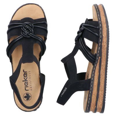 5. Schwarze Damen-Sandalen mit elastischem Riemen, Modell Rieker 62969-00