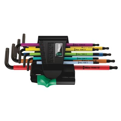 Satz TORX BO Multicolour-Schlüssel, BlackLaser, mit Magnetisierer, 967/9 TX BO Multicolour 1 WERA