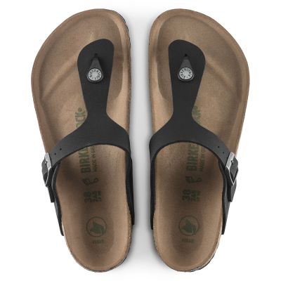 8. Birkenstock Gizeh Birko-Flor Damen Schmal Schwarz Flip-Flops für schmale Füße, Vegan Schwarz (1020487)