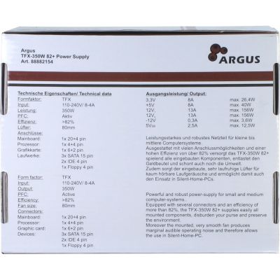 5. Inter-Tech TFX-350W 20+4-Pin ATX-Netzteilmodul ATX Grau