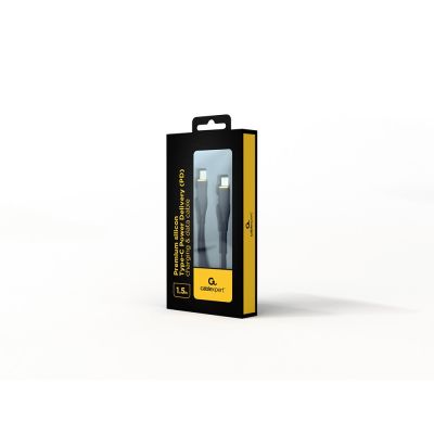 2. GEMBIRD USB-C-Stromversorgungskabel (PD) 60 W, „Premium-Silikon“, Silikongeflecht, 1,5 m, Schwarz