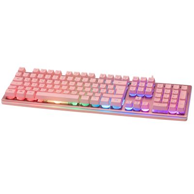 Deltaco Gaming GAM-021-RGB-P-DE USB-Tastatur QWERTZ Deutsch Pink