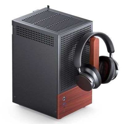 19. Jonsbo T6 Gehäuse, Mini-Tower, Mini-ITX, gehärtetes Glas, Holz – Schwarz