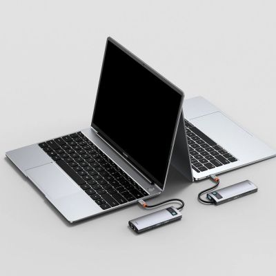 11. Baseus Metal Gleam 8in1 USB-C Hub - USB-C PD 100W 1x HDMI 4K 30Hz 1x SD- und microSD-Kartenleser 3x USB-A 3.2 1xRJ45 - grau