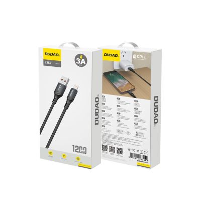 2. Dudao 3A 30W L3SL USB-A - Lightning Kabel geflochten 1,2 m - Schwarz