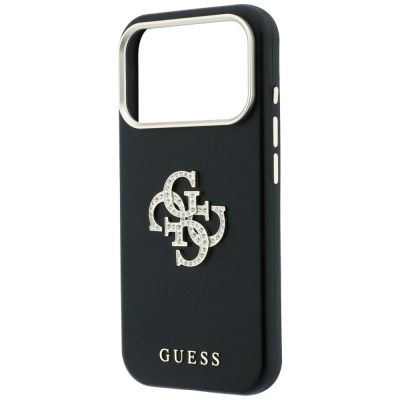 6. Guess Smooth & Big Strass Logo Hülle für iPhone 18 Pro / 17 Pro - Schwarz