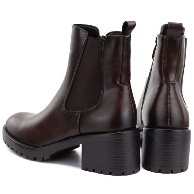 5. Damen-Ankle-Boots mit Blockabsatz, gefüttert, braun, Potocki SZ12742