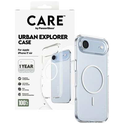 4. CARE by PanzerGlass Flagship Urban Explorer Case mit weißem MagSafe für iPhone Air – Transparent