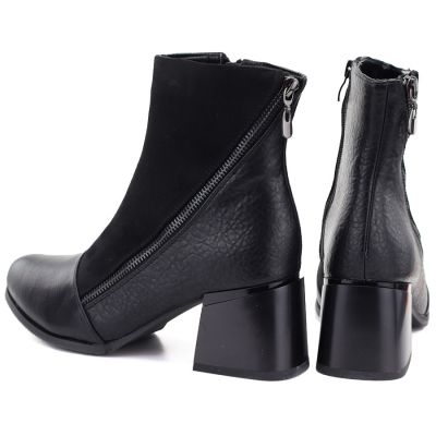 5. Gefütterte Damen-Ankle-Boots mit Blockabsatz, schwarz, M.Daszyński SA269-5