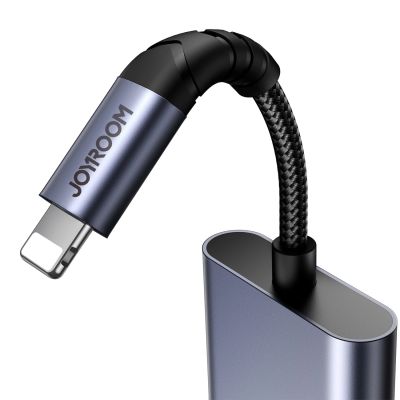 6. Joyroom SY-L01 Lightning zu Lightning / 3,5-mm-Miniklinken-DAC-Adapter 2in1 – Schwarz
