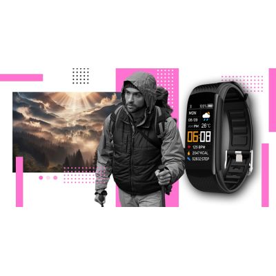 10. Smartwatch GIEWONT Schwarz Pink 2 Armbänder GW200-4