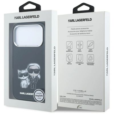8. Karl Lagerfeld IML Karl&Choupette Bodies Sketch Print MagSafe Hülle für iPhone 17 Pro / 18 Pro - Schwarz