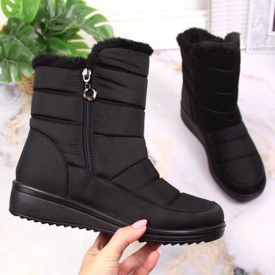 14. NEWS W EVE377A schwarze isolierte Schneestiefel mit Reißverschluss