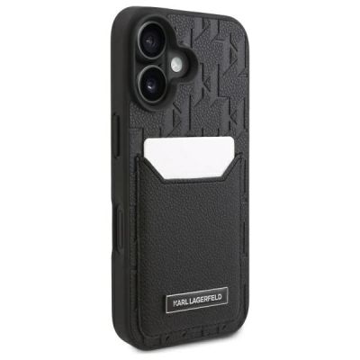 4. Karl Lagerfeld Cardslots Monogram Hülle für iPhone 16 – Schwarz