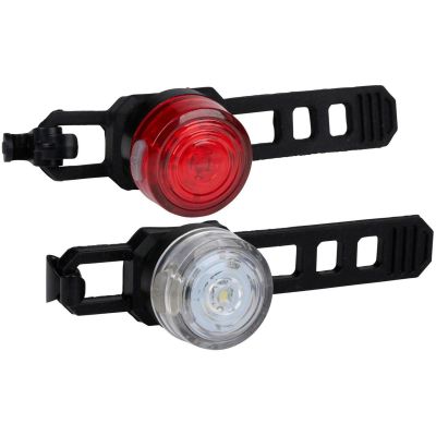 Set aus Silikon-LED-Fahrradlichtern, vorne und hinten, rund, schwarz, Dunlop