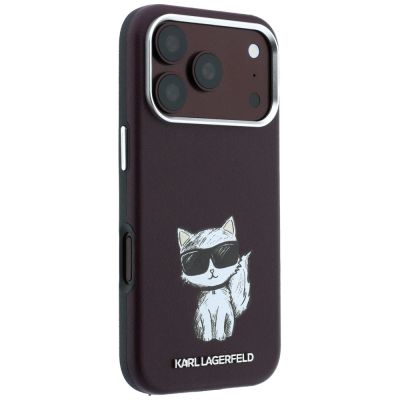 5. Karl Lagerfeld Smooth Choupette Sketch MagSafe Hülle für iPhone 17 Pro / 18 Pro - bordeauxrot